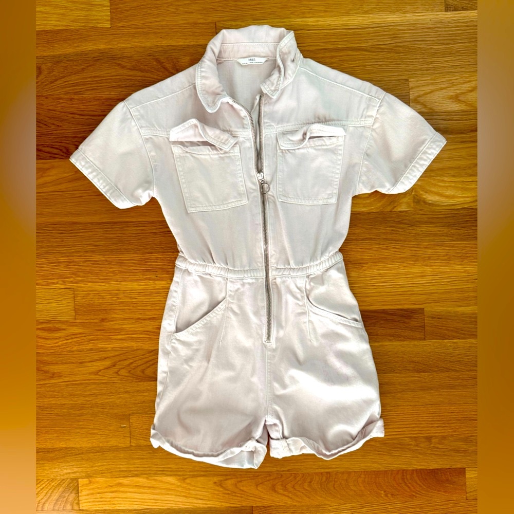 Marks & Spencer Cream/Soft Pink/Purple Kids One Piece Shorts Jumpsuit
